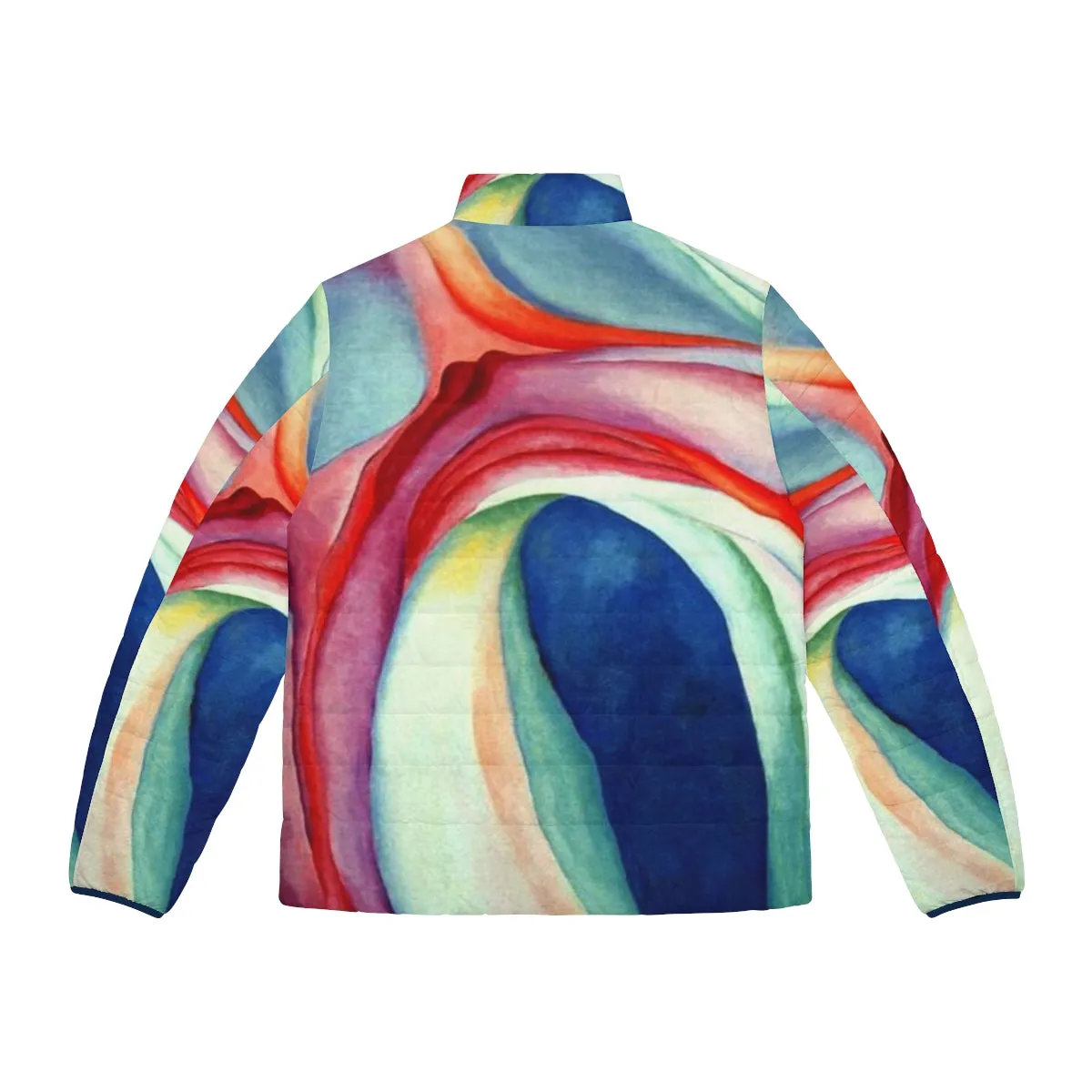 Abstract Floral Puffer Jacket Inspired by Georgia O'Keeffe's Art