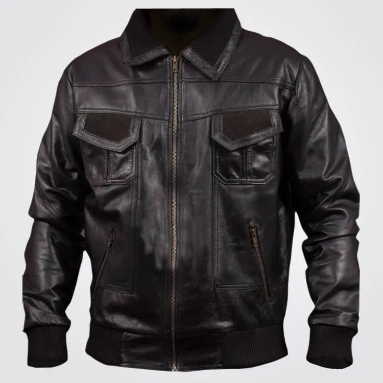 American Bomber Leather Jacket For Men