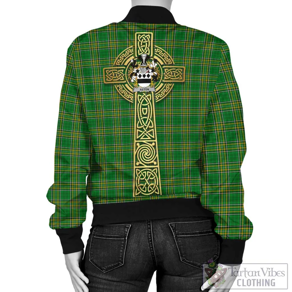 Aston Irish Clan Tartan Bomber Jacket with Coat of Arms Celtic Tree of Life Style