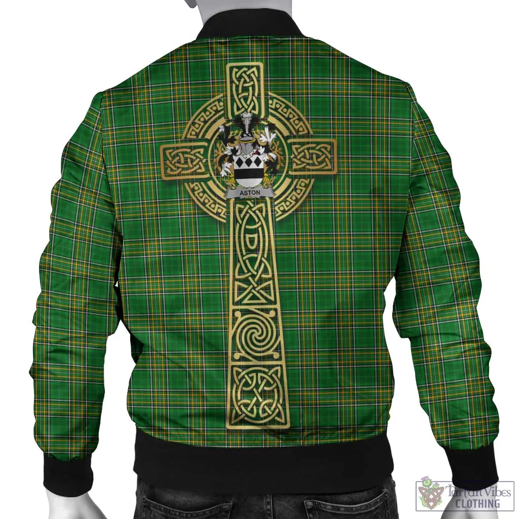 Aston Irish Clan Tartan Bomber Jacket with Coat of Arms Celtic Tree of Life Style