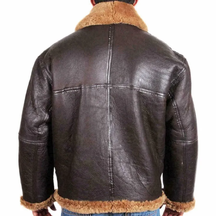 B3 RAF Aviator Shearling Bomber Jacket For Men