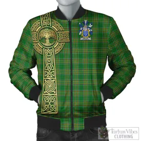 Baillie Irish Clan Tartan Bomber Jacket with Coat of Arms Celtic Tree of Life Style