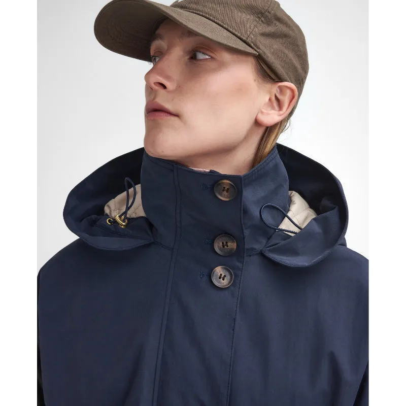 Barbour Iris Waterproof Ladies Jacket - Dark Navy/Light Sand/Military Brown