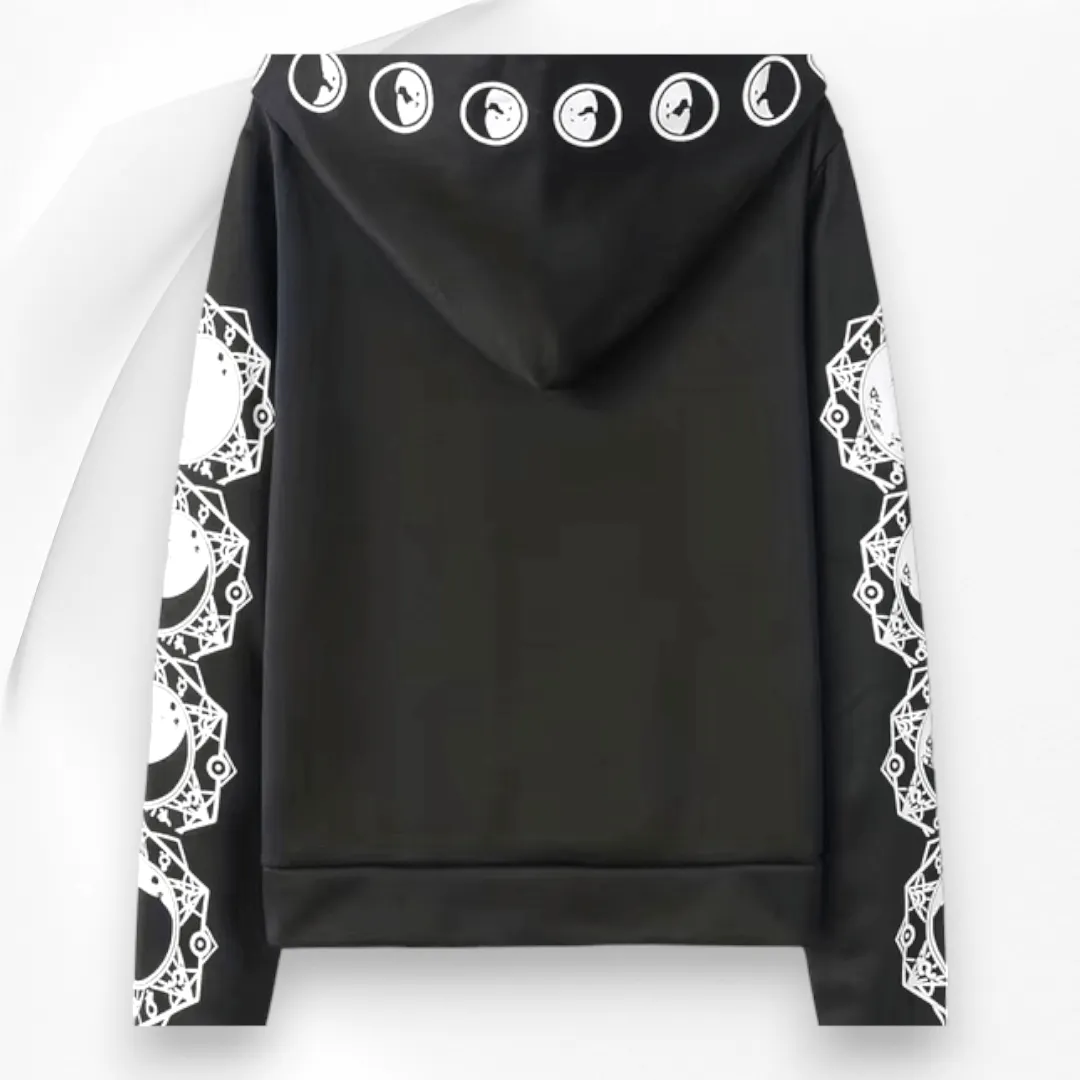 Black Celestial Graphic Hooded Jacket