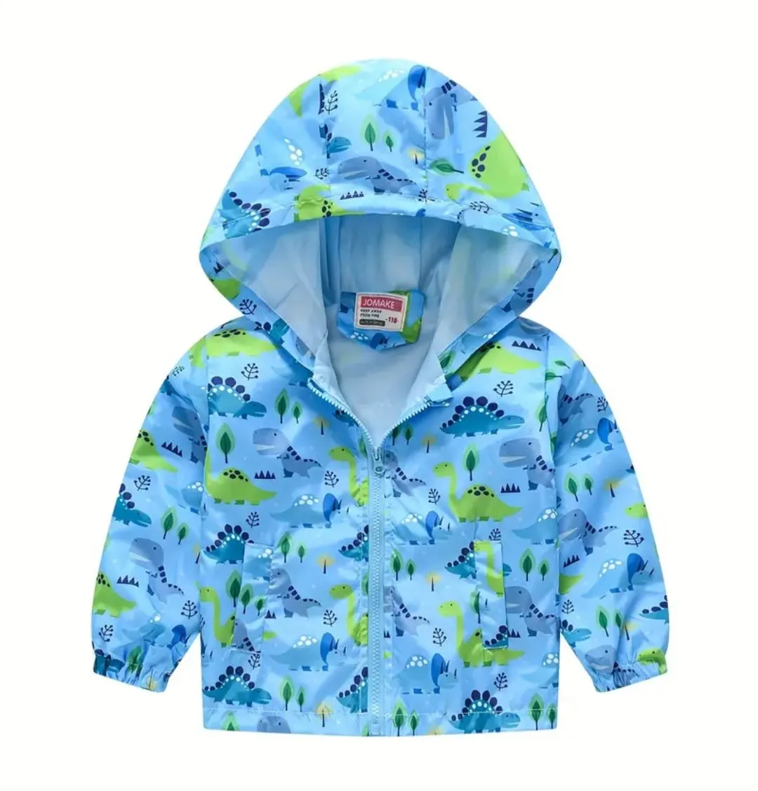 Blue Dinosaur Hooded Windbreaker #2000364