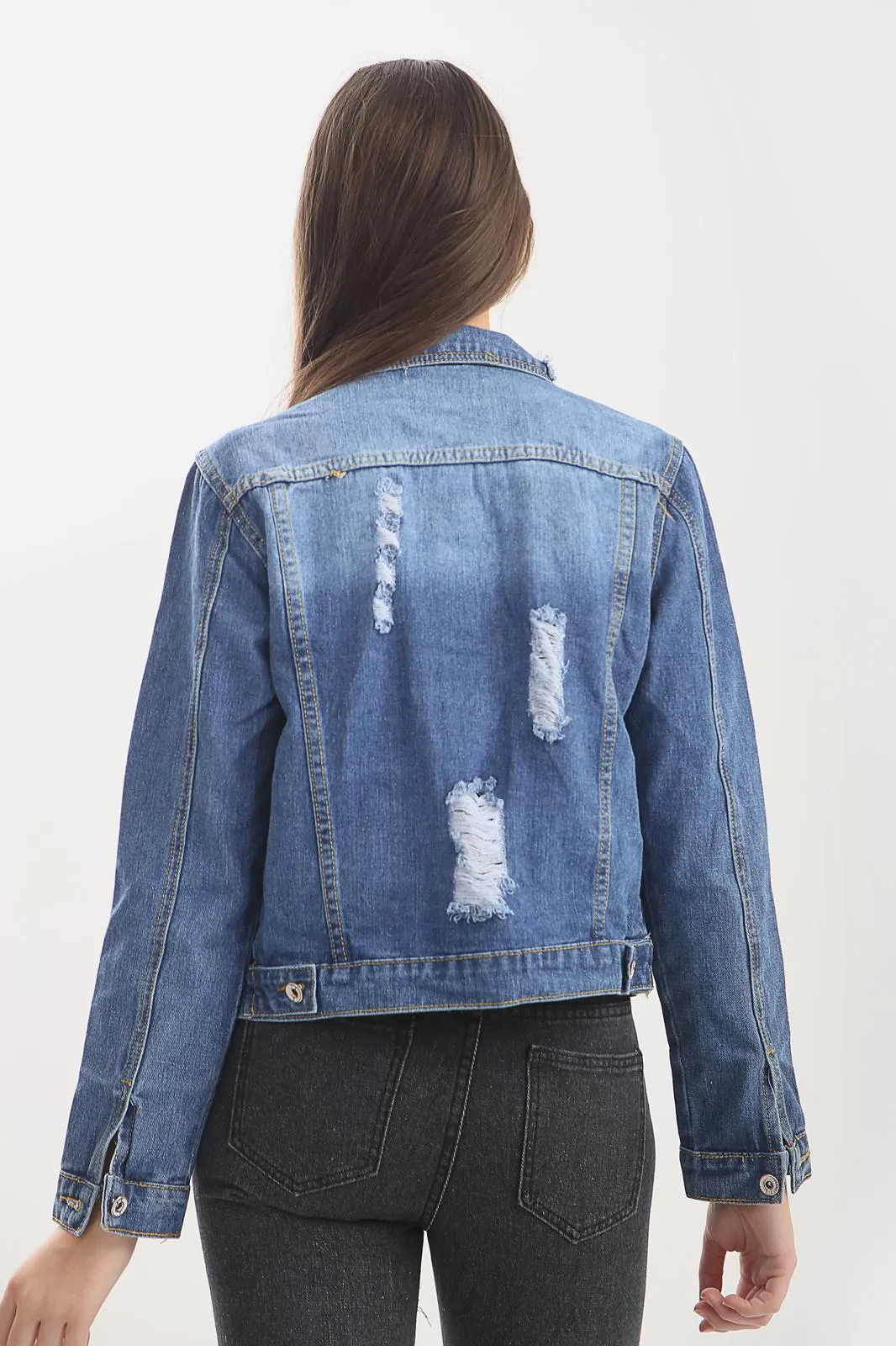 Blue Distressed Denim Jacket