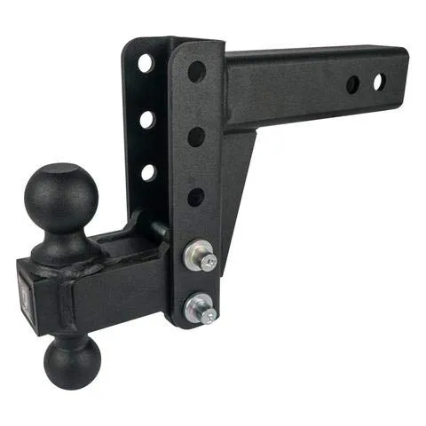 BulletProof Hitches 2.5" Adjustable Medium Duty (14,000lb Rating) 4" Drop/Rise Trailer Hitch with 2" and 2 5/16" Dual Ball (Black Textured Powder Coat)