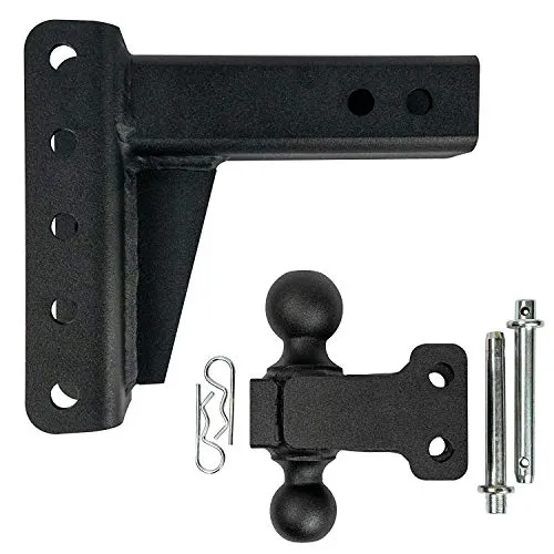 BulletProof Hitches 2.5" Adjustable Medium Duty (14,000lb Rating) 4" Drop/Rise Trailer Hitch with 2" and 2 5/16" Dual Ball (Black Textured Powder Coat)