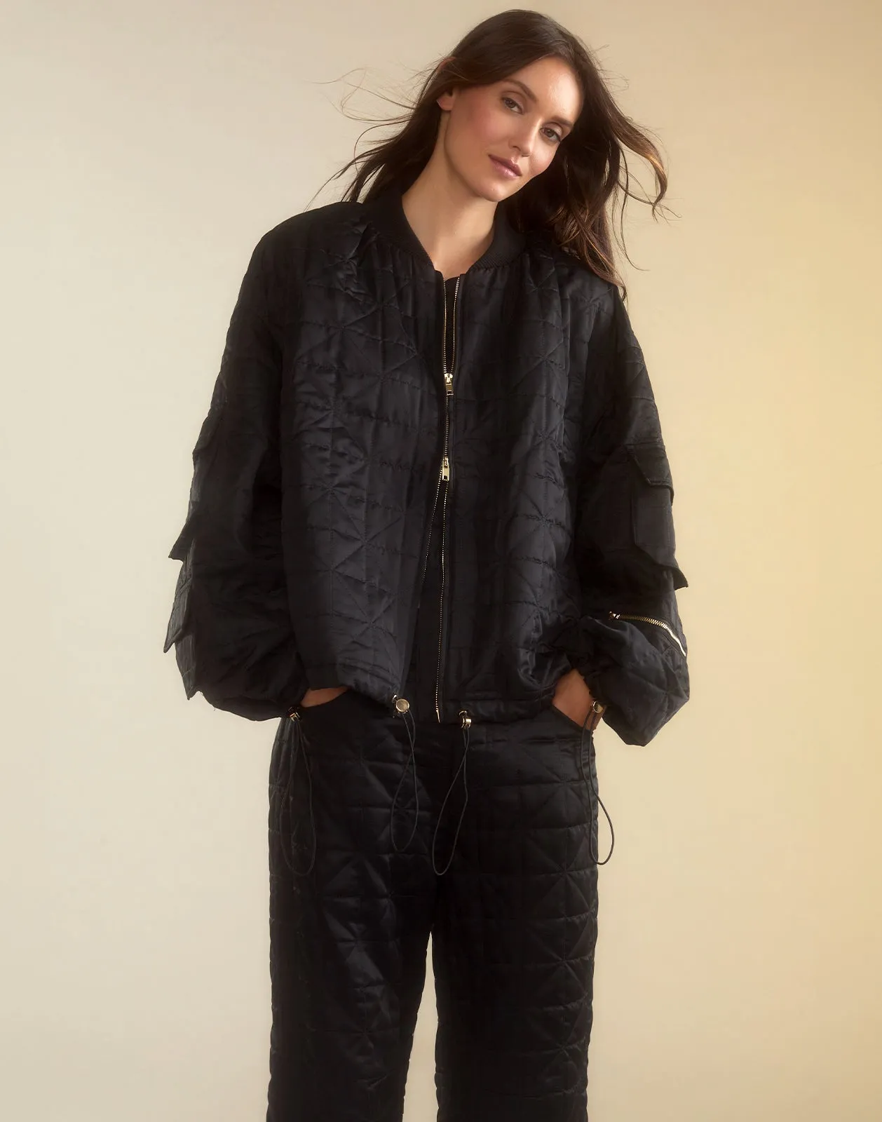 Downtown Quilted Bomber Jacket