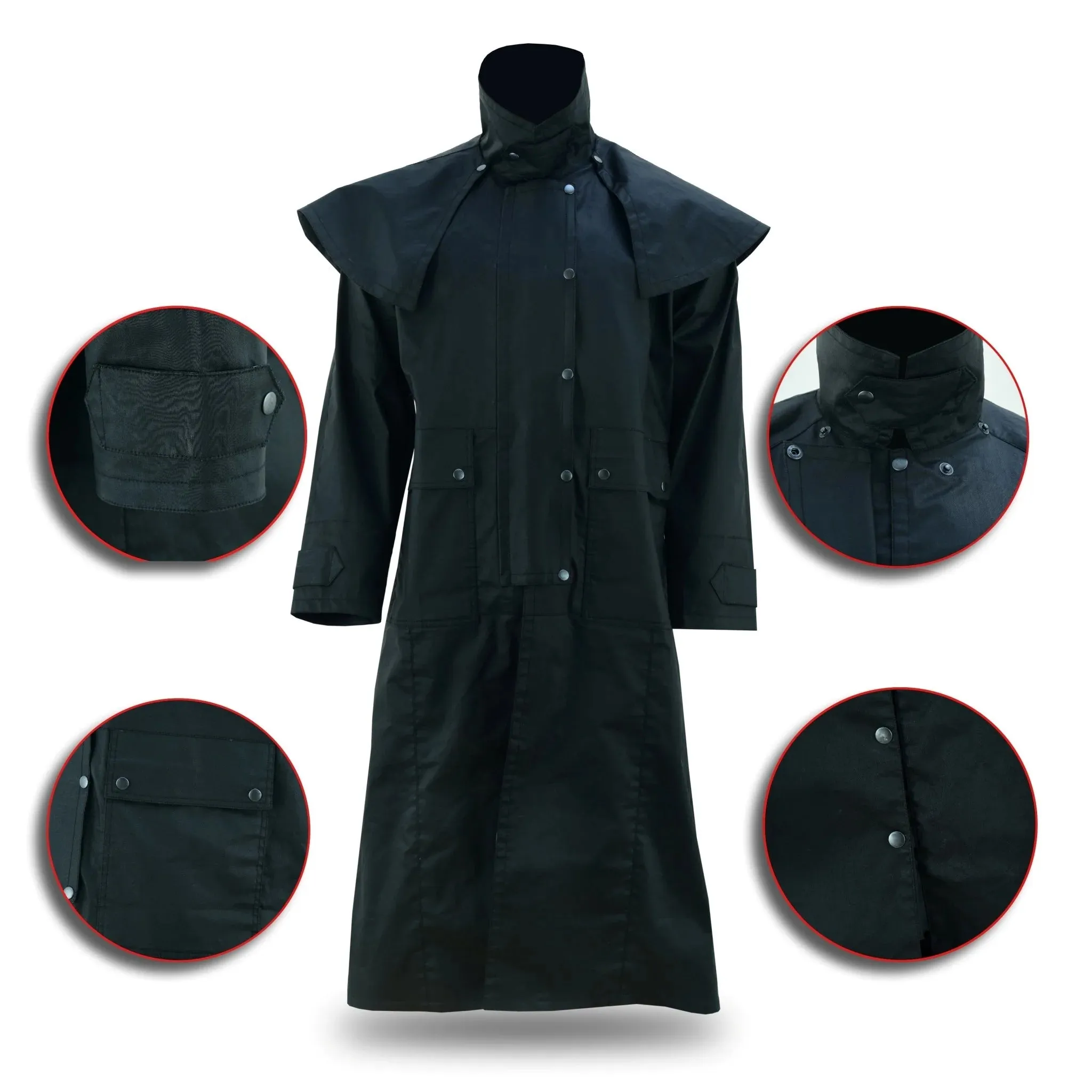 Duster Waterproof Black Long Coat Countrywear Unisex