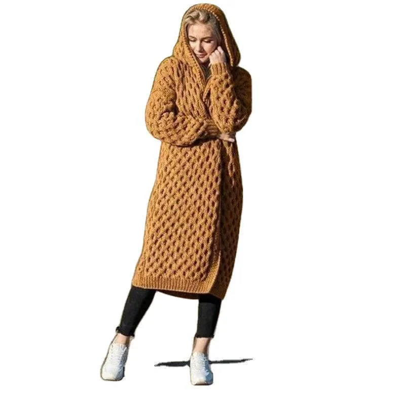 Fashion Women Knitting Long Cardigan Overcoat