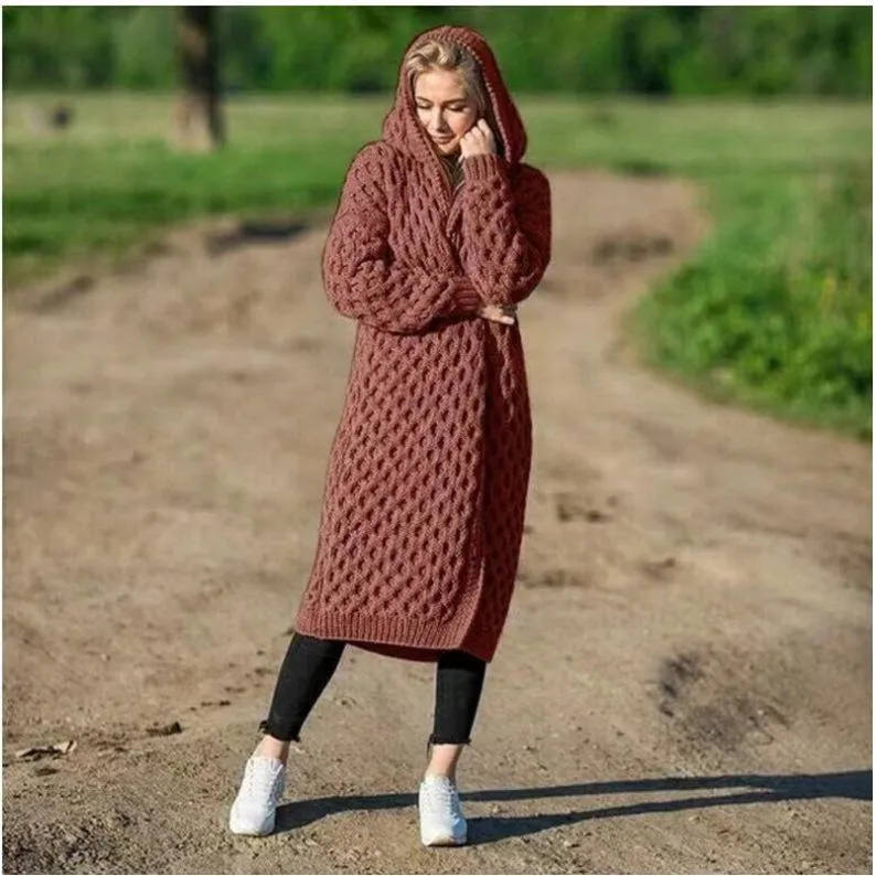 Fashion Women Knitting Long Cardigan Overcoat