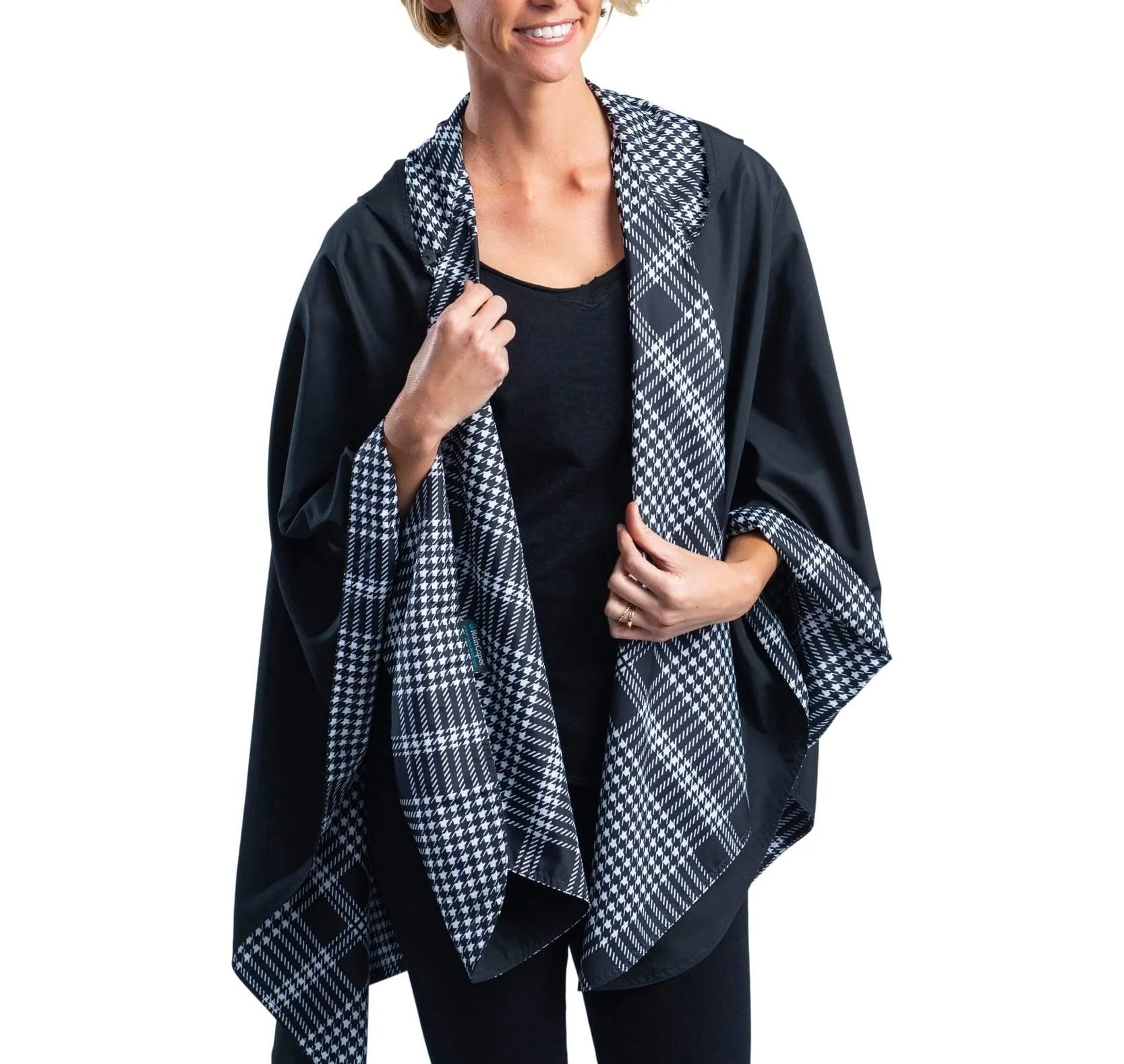 GG Raincaper Black And White Houndstouth Plaid