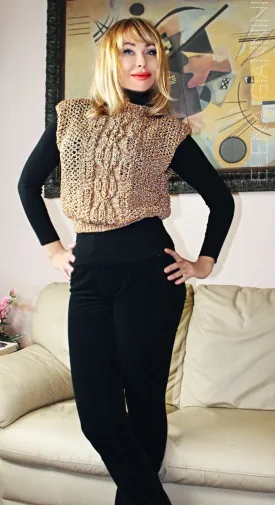 Golden Handknitted Designer Vest