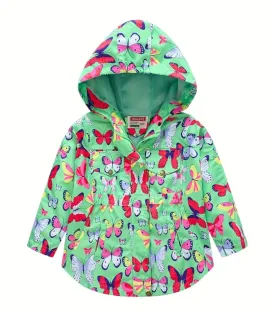 Green Butterfly Hooded Windbreaker Coat #1000236