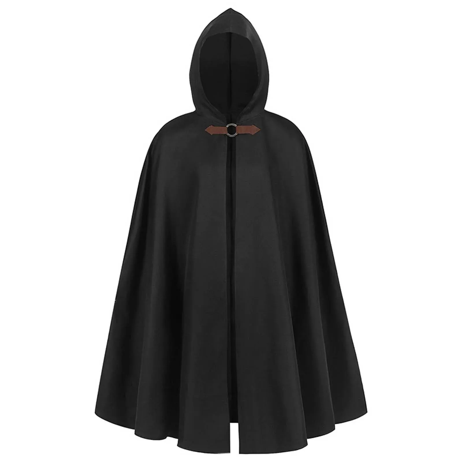 Hooded Cape Coat Unisex Halloween Robe Medieval Old Ranger Pirate Cosplay Costume Party Dress Vintage Witch Loose Long Cloak