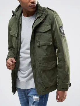 Jenkinson Cotton Military Jacket with Badges in Khaki - Tokyo Laundry