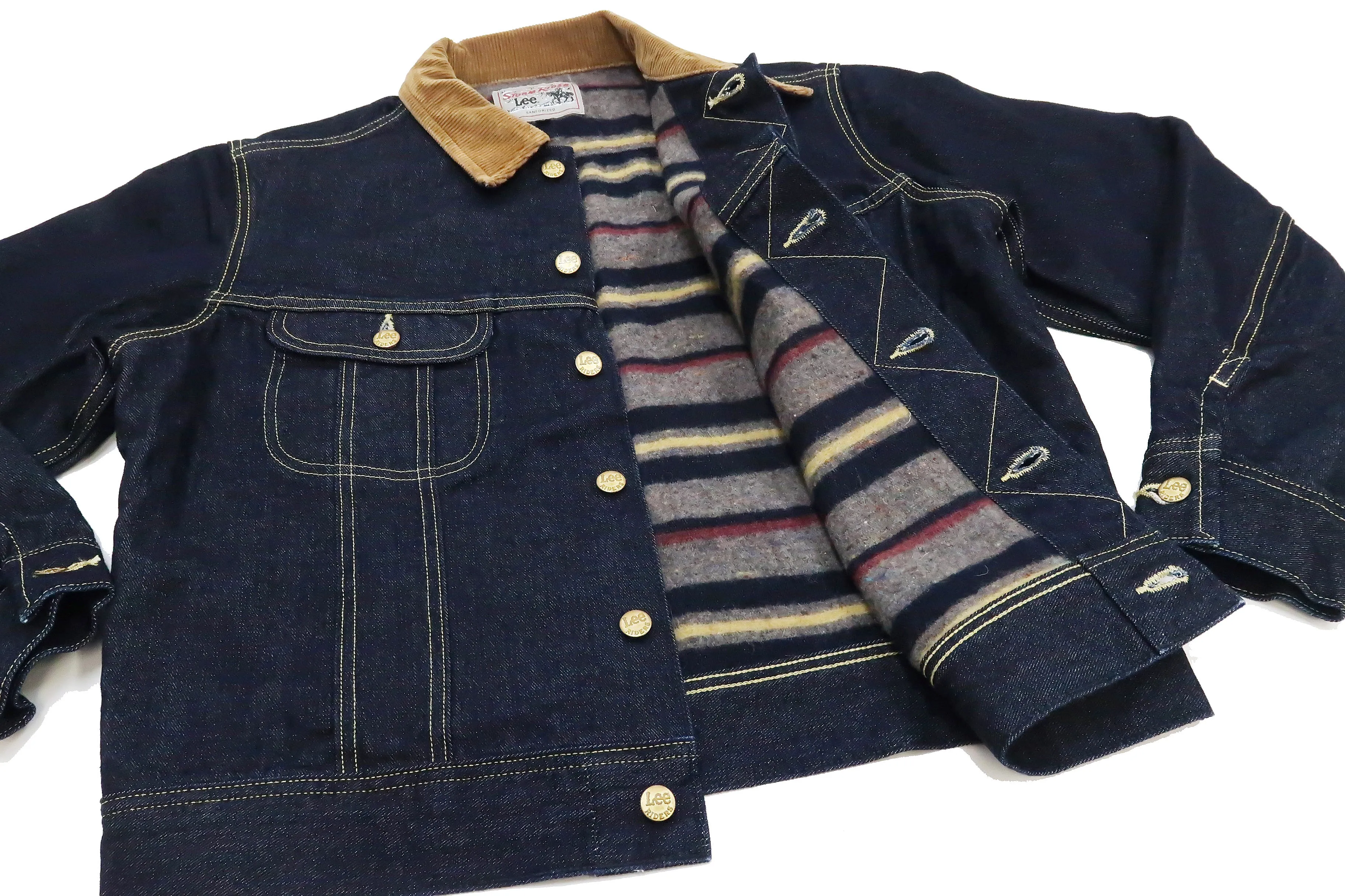 Lee Denim Jacket 101-LJ Men's Reissue Lee Storm Rider 101LJ Blanket-Lined Jacket LM5110 LM5110-500 Rince Indogo Blue