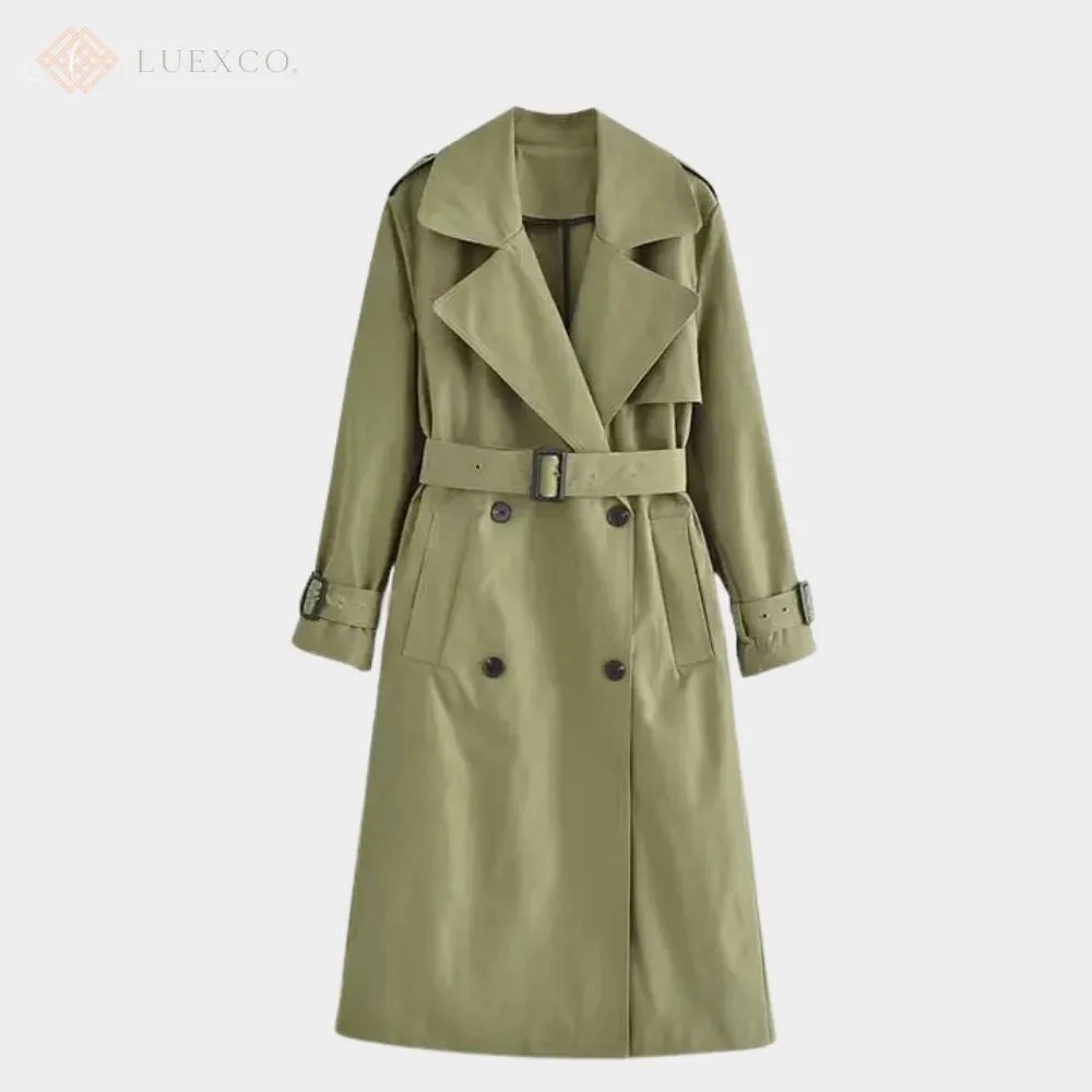 Luexco Women's Long Windbreaker Trench Minimalist