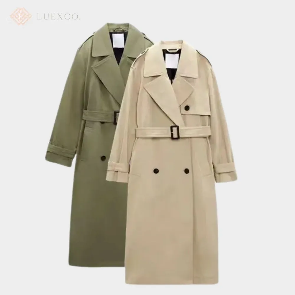 Luexco Women's Long Windbreaker Trench Minimalist