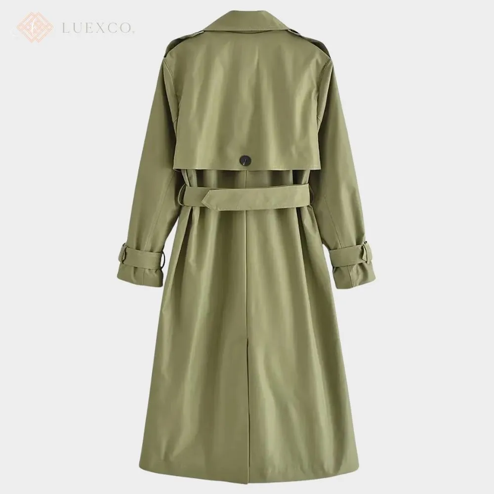 Luexco Women's Long Windbreaker Trench Minimalist