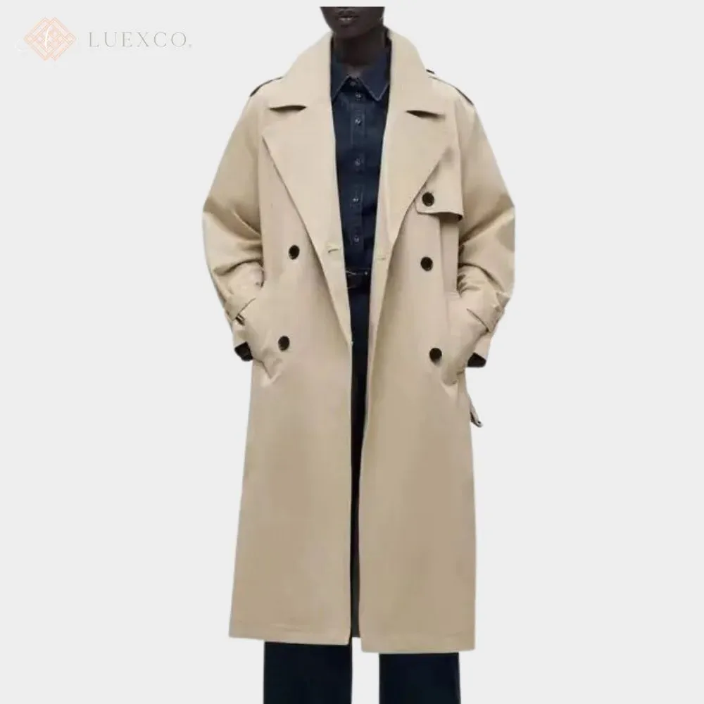 Luexco Women's Long Windbreaker Trench Minimalist