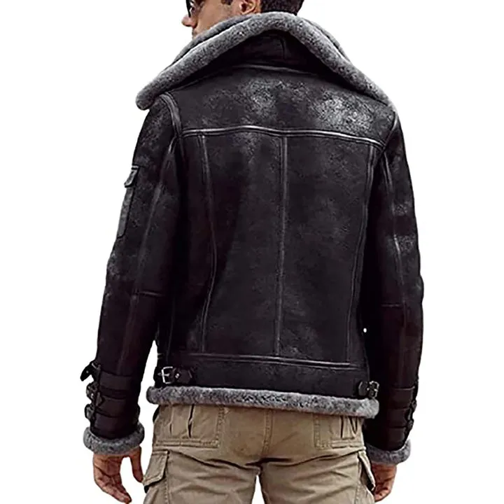 Men's B3 RAF Aviator Bomber Shearling Leather Jacket