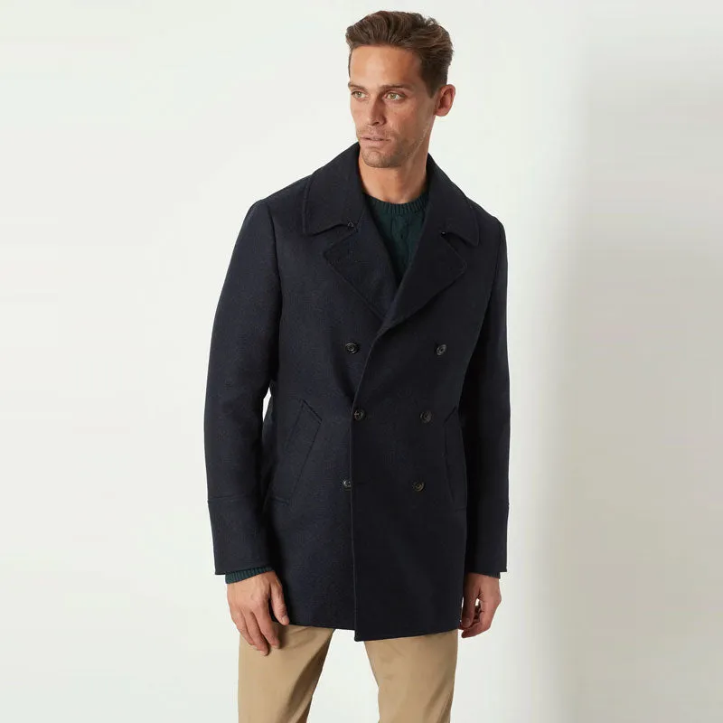 Men's Black Wool Navy Peacoat