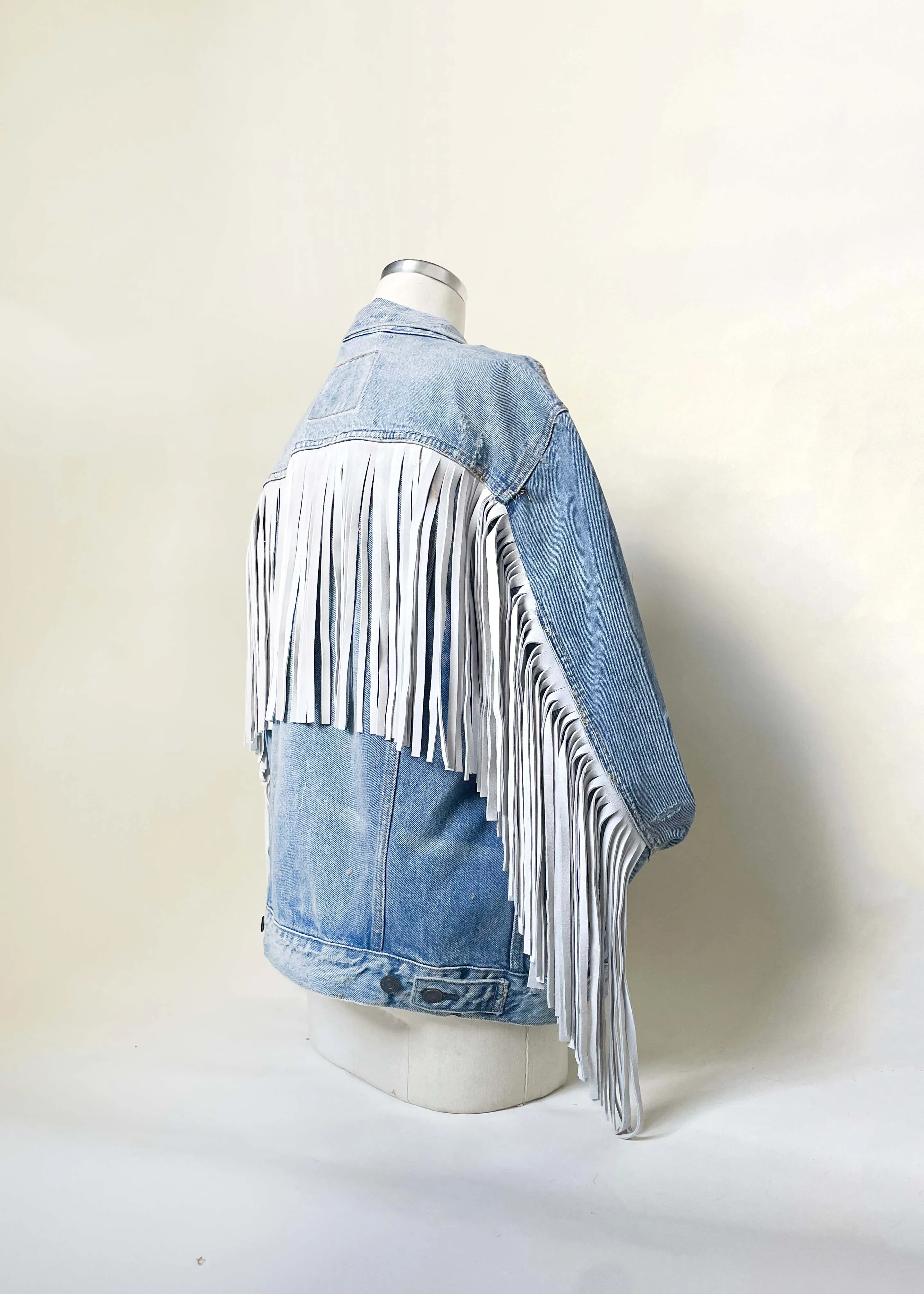 Mens Fringe Denim Jacket