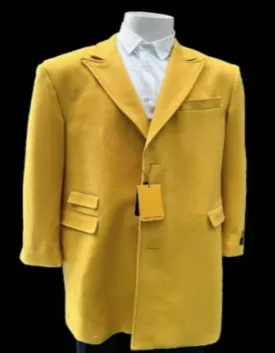 Mens Gold - Yellow Wool Fashion Overcoat - Gold - Yellow Carcoat