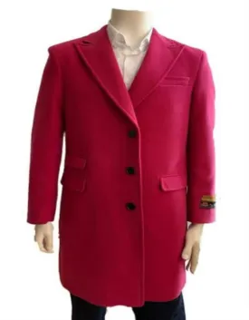 Mens Overcoat - Topcoat For Men - Winter Fabric - Men's Overcoat - Wool Three Quarter Car coat   Pink