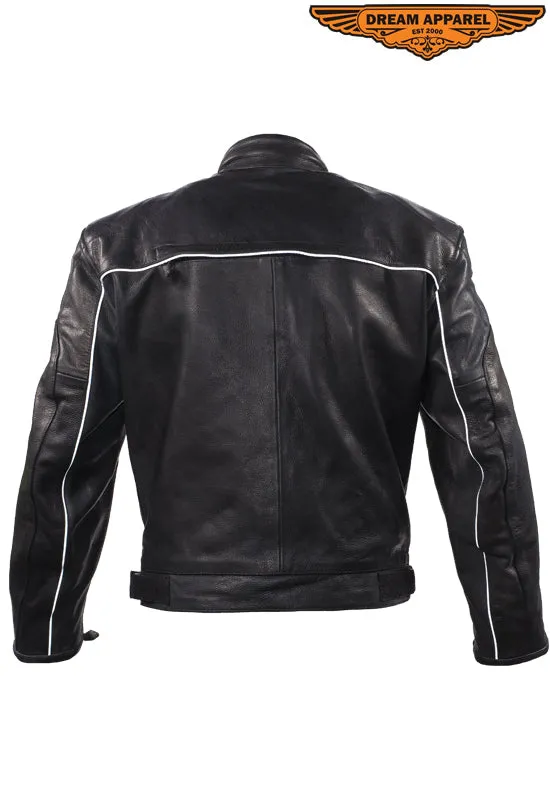 Mens Racer Jacket With Reflective Piping