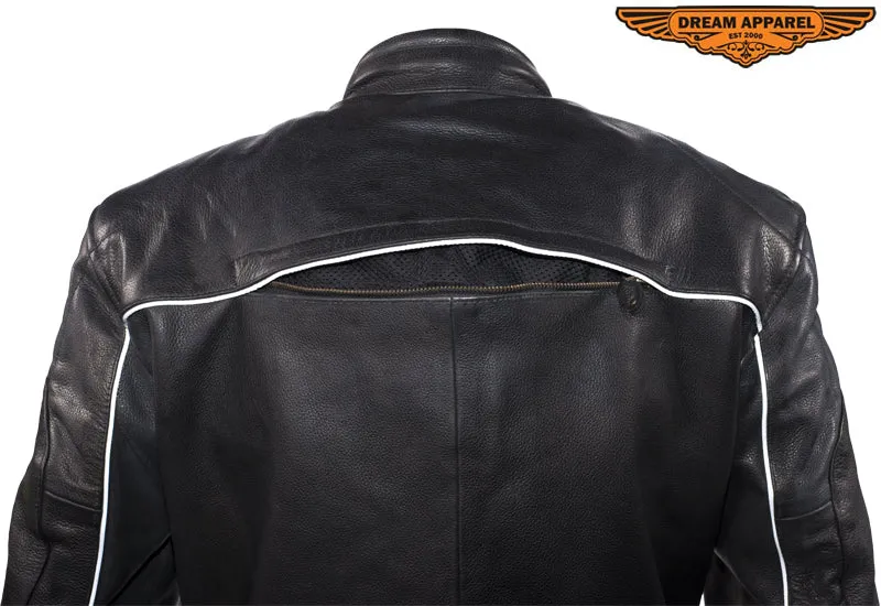 Mens Racer Jacket With Reflective Piping