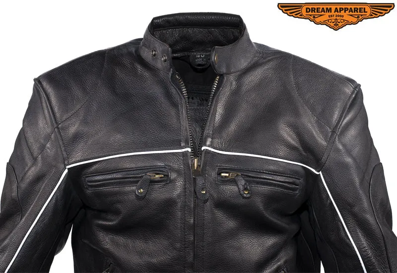 Mens Racer Jacket With Reflective Piping