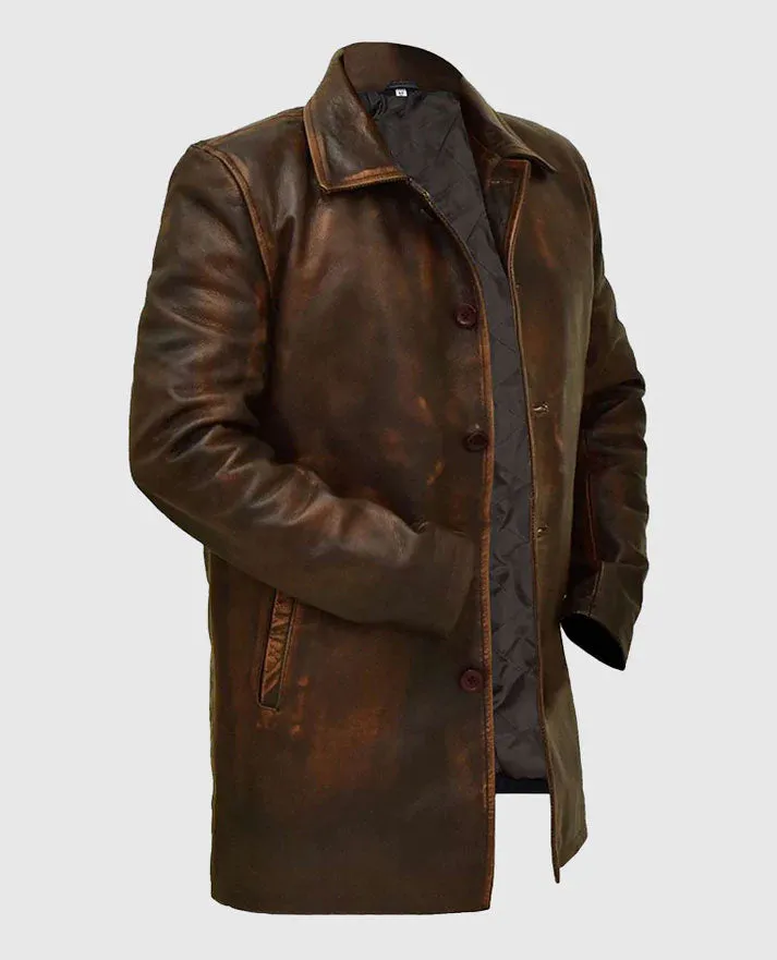 Men's Supernatural Brown Leather Trench Coat