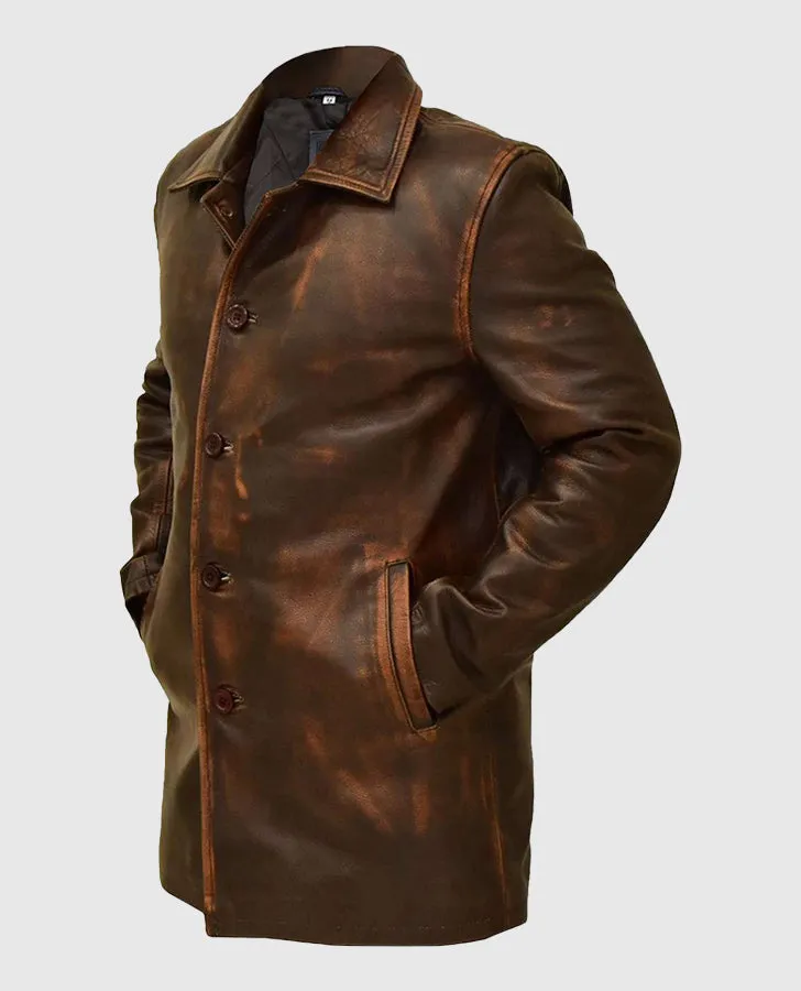 Men's Supernatural Brown Leather Trench Coat