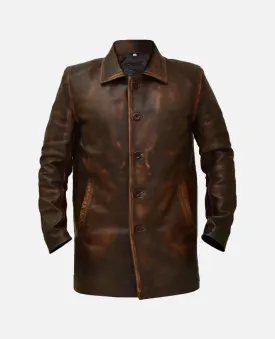 Men's Supernatural Brown Leather Trench Coat