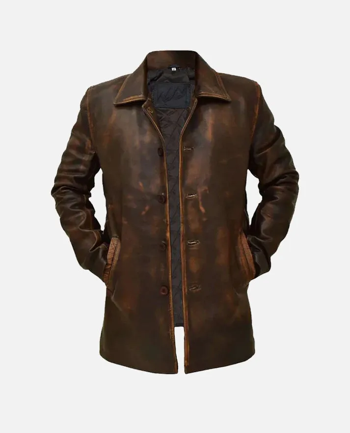 Men's Supernatural Brown Leather Trench Coat