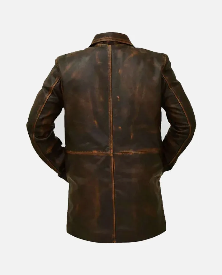 Men's Supernatural Brown Leather Trench Coat