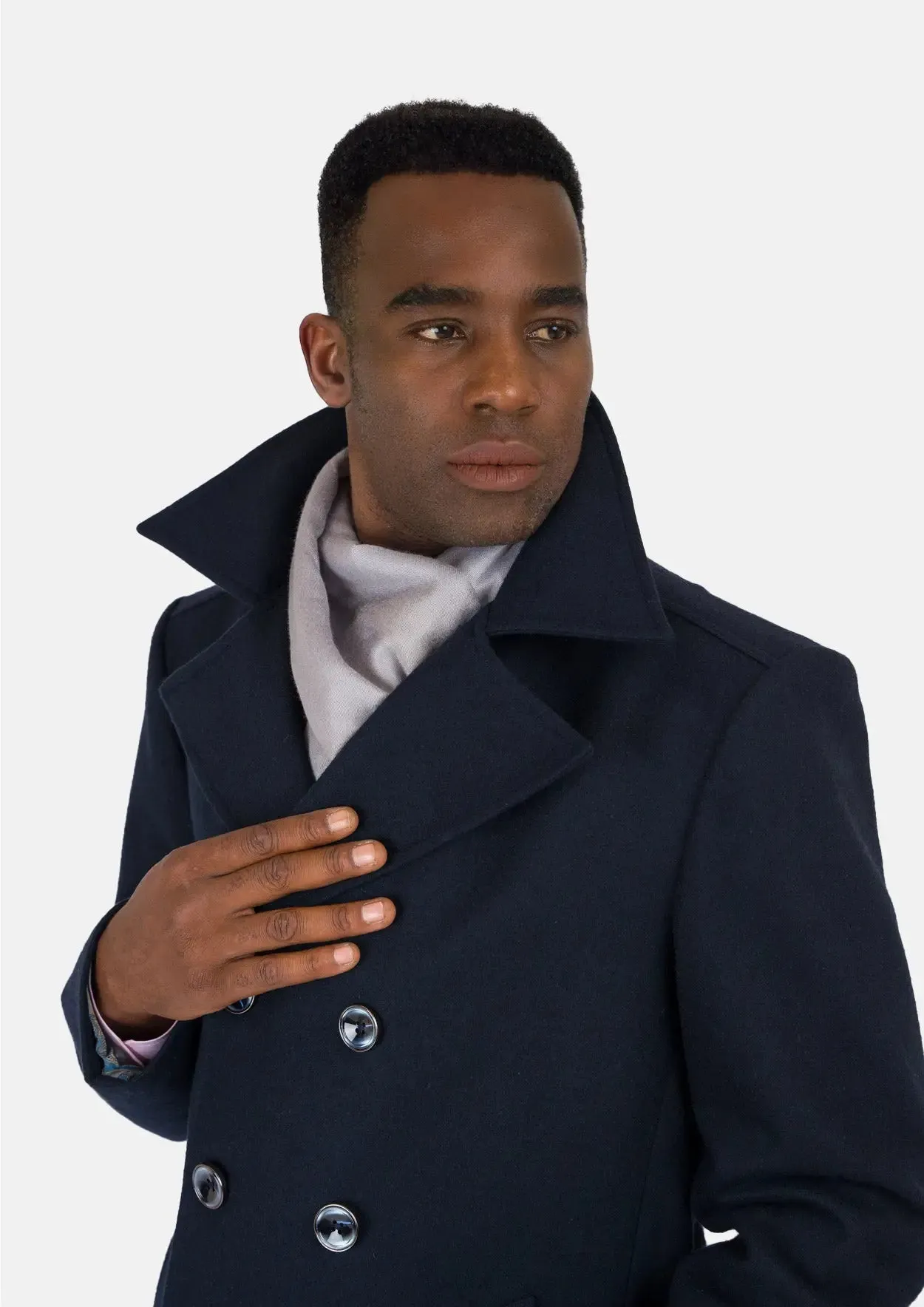 Navy Wool Signature Short Peacoat