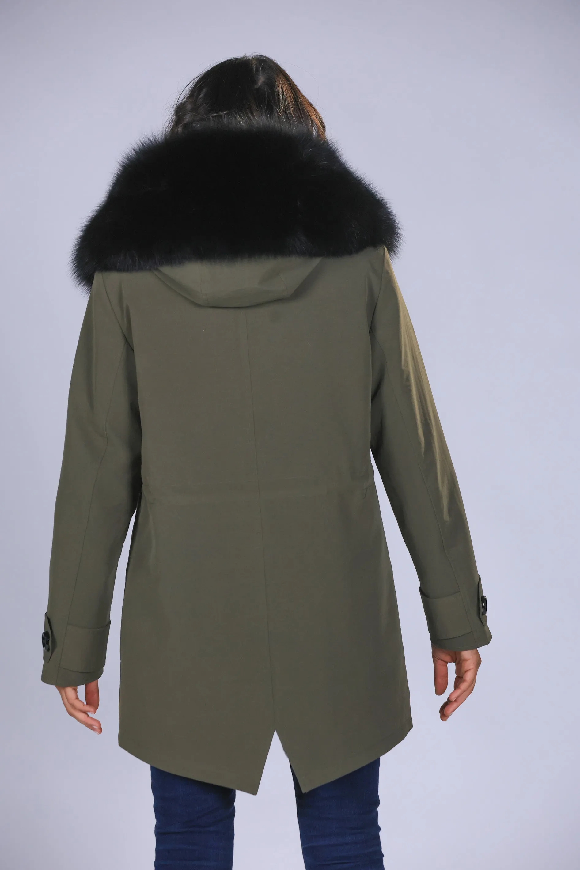 Parka in cotone tecnico impermeabile long black