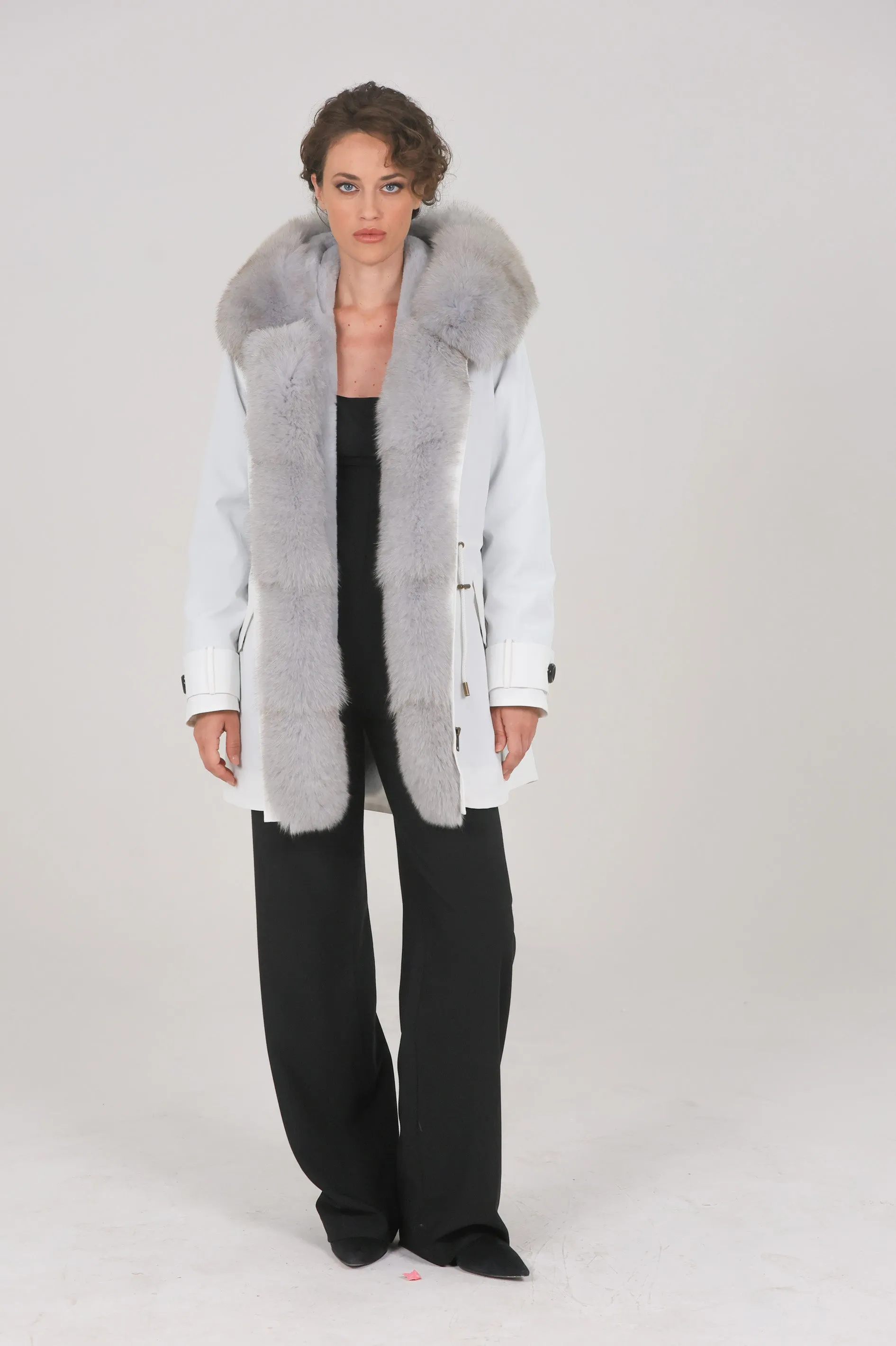 Parka in cotone tecnico impermeabile long grey