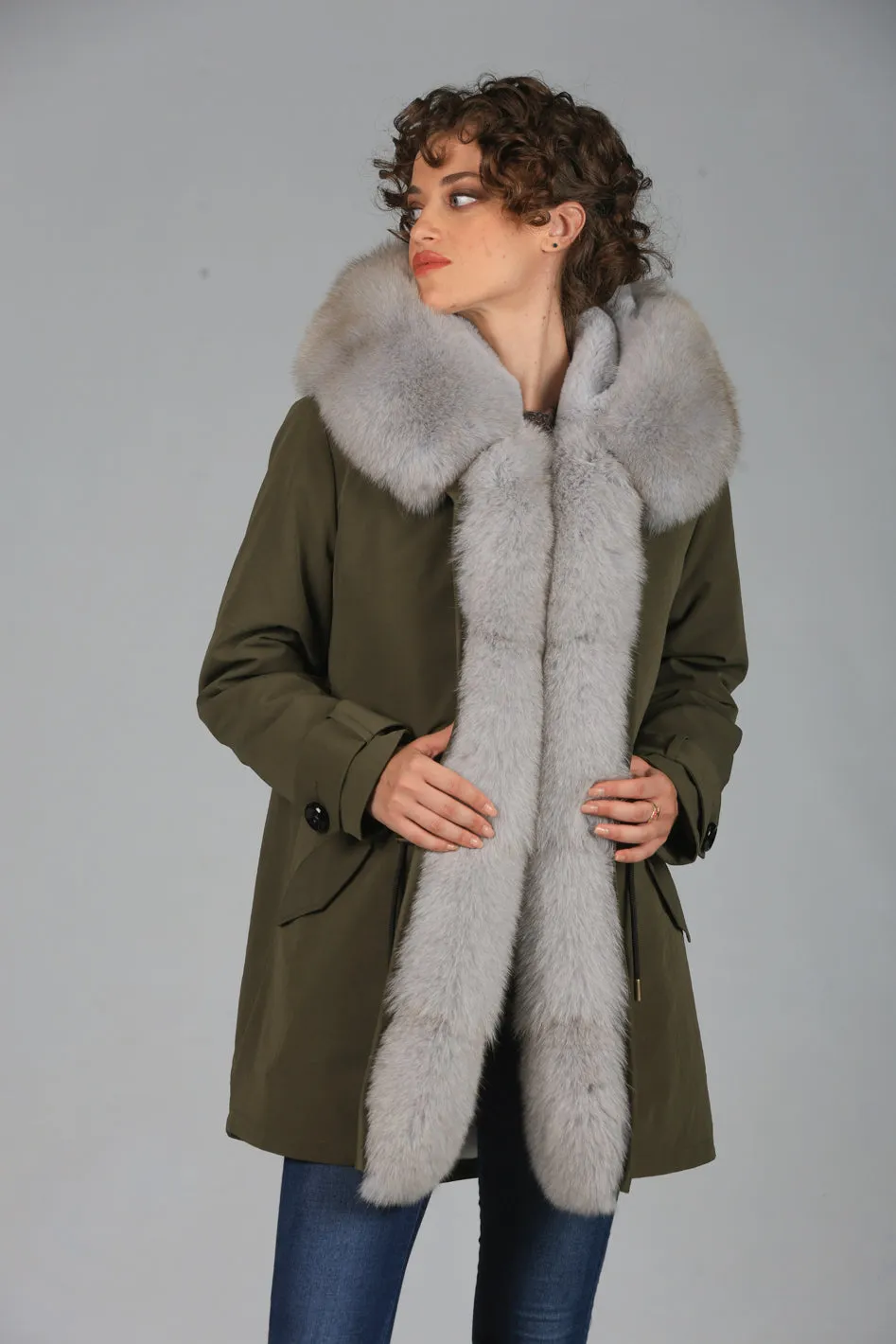 Parka in cotone tecnico impermeabile long grey