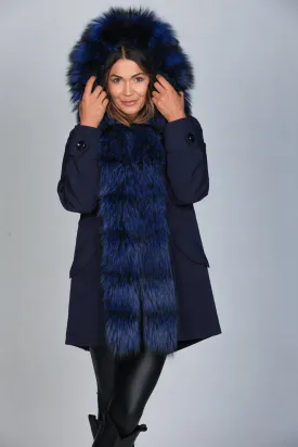 Parka in cotone tecnico  impermeabile long Luxury Silver Blue