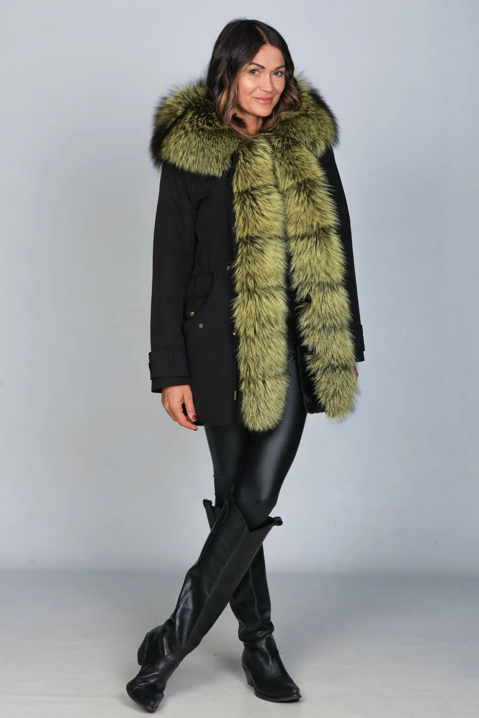 Parka in cotone tecnico  impermeabile long Luxury Silver Yellow