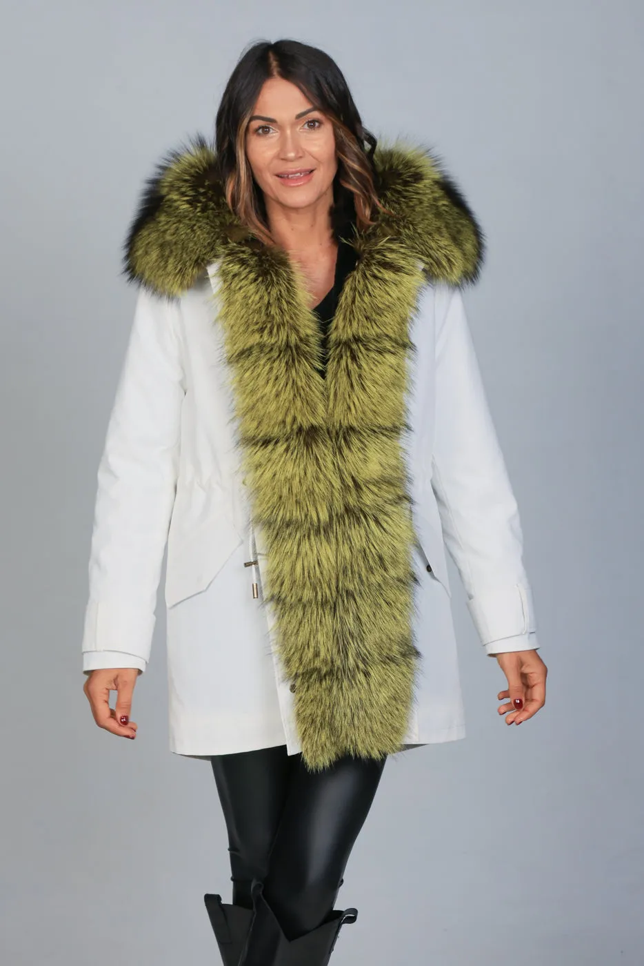 Parka in cotone tecnico  impermeabile long Luxury Silver Yellow