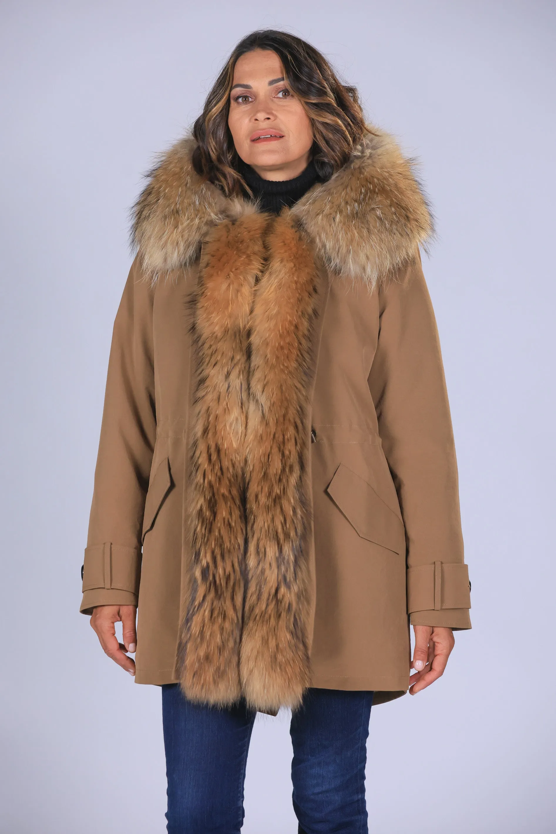 Parka in cotone tecnico impermeabile long Raccon