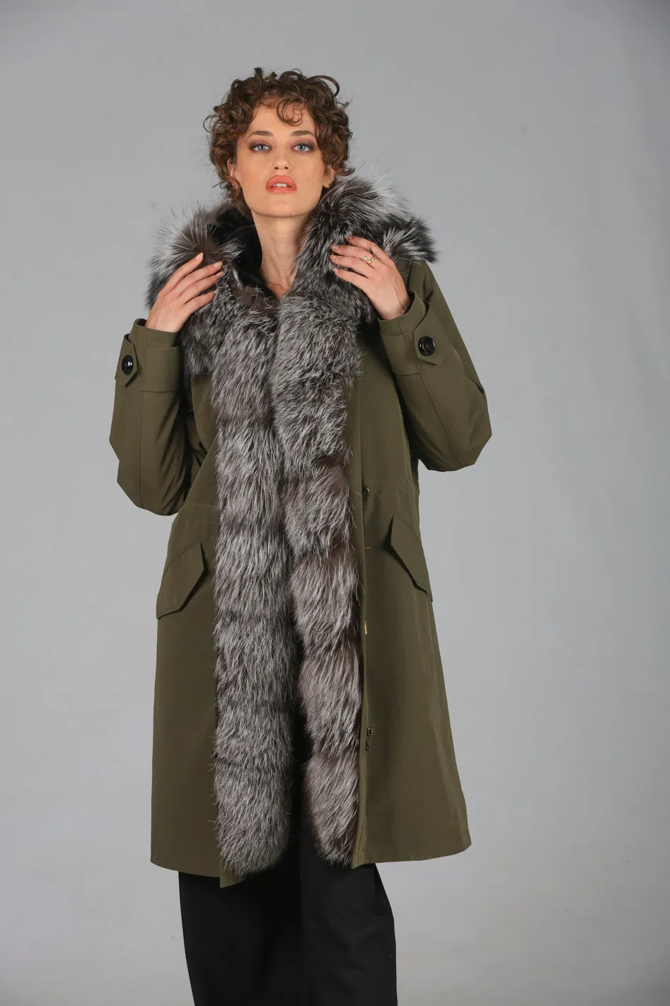 Parka in cotone tecnico impermeabile X-long Luxury Silver