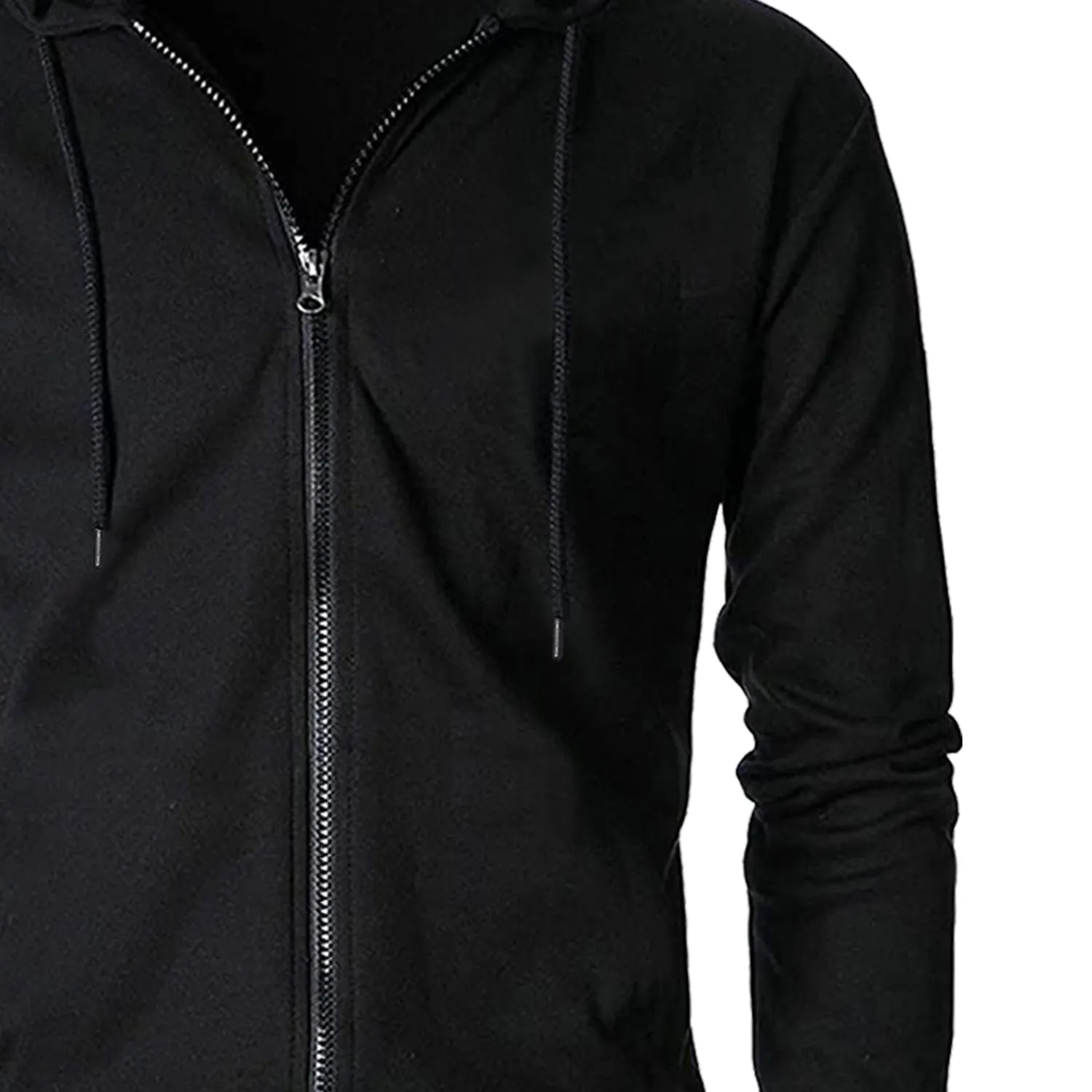 Regular Fit Men's Solid Black Zipper Hooded Jacket Sweatshirt By LazyChunks