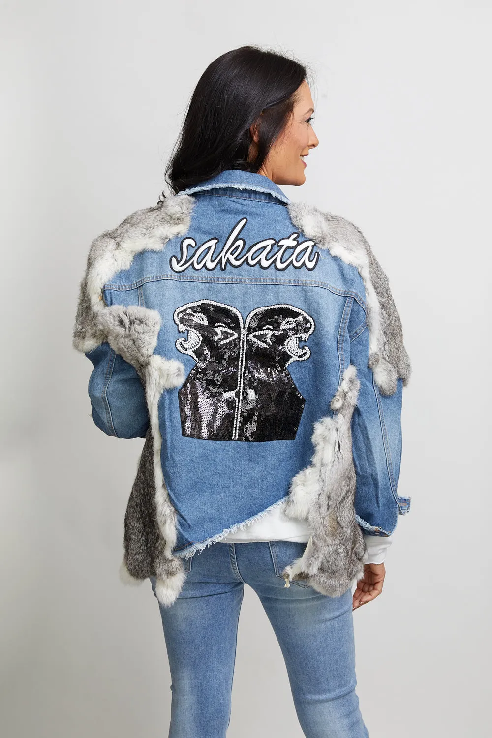 SAKATA - DENIM JACKET WITH FUR